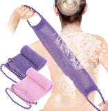 2 Pieces African net sponges with pull hook, Exfoliating shower sponge back wash, 15x75CM, Purple, Pink, for Home, Vehicle and Outdoor Cleaning In Australia - Darrahopens