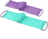 2 Pack African net sponges, African sponge, fast foaming, rough cleaning, lightweight and easy to use, Purple, green, 75 x 14 x 0.5 cm