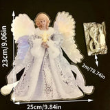 LED Light Up Angel Tree Topper, Lighted Angel Figurine Decoration for Christmas Tree, Mantel, Window and Holiday Display