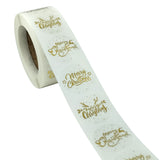 500 Pack Merry Christmas Stickers, Gold Self Adhesive Round Labels on 1 Roll for Gift Wrapping, Envelopes, Cards and Holiday Crafts