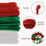 300 Pack 30 cm Chenille Pipe Cleaners, Green Red and White Craft Wires for DIY Projects, Gift Making and Christmas Decorations
