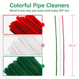 300 Pack 30 cm Chenille Pipe Cleaners, Green Red and White Craft Wires for DIY Projects, Gift Making and Christmas Decorations