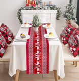 Christmas Cotton Linen Table Runner, 28 x 270 cm, Washable Holiday Table Decoration for Dining Room, Party and Seasonal Home Decor