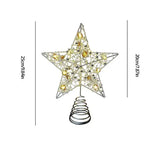 Silver Metal Christmas Tree Star Tabletop Decoration with Warm White LED Lights and Spiral Base for Home Holiday Decor Display