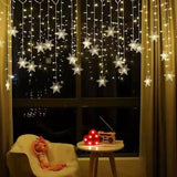 LED Snowflake Curtain String Lights, 3.5 m 96 LED Warm White Window Lights for Christmas, Bedroom, Party and Indoor Holiday Decor In Australia - Darrahopens