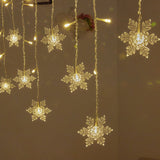 LED Snowflake Curtain String Lights, 3.5 m 96 LED Warm White Window Lights for Christmas, Bedroom, Party and Indoor Holiday Decor