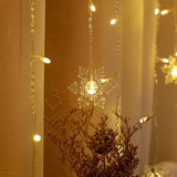 LED Snowflake Curtain String Lights, 3.5 m 96 LED Warm White Window Lights for Christmas, Bedroom, Party and Indoor Holiday Decor