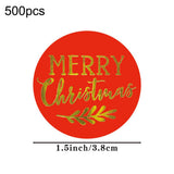 500 Pack Merry Christmas Stickers, Removable Gold Foil Round Labels for Envelopes, Gift Seals, Cards and Holiday Decorations