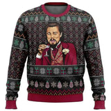 Men's Funny Leo DiCaprio Meme Ugly Christmas Sweatshirt, Long Sleeve Graphic Pullover for Holiday Parties and Winter Wear, Size M