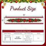 Set of 2 rustic-style red Christmas table runners featuring snowflake and poinsettia patterns, measuring 33 x 183 cm
