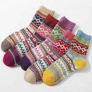 Warm Wool Christmas Socks, Colorful Nordic Pattern Knit Crew Socks for Winter Wear, Holiday Gifts, Home Lounging and Seasonal Outfits In Australia - Darrahopens