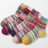 Warm Wool Christmas Socks, Colorful Nordic Pattern Knit Crew Socks for Winter Wear, Holiday Gifts, Home Lounging and Seasonal Outfits In Australia - Darrahopens