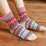 Warm Wool Christmas Socks, Colorful Nordic Pattern Knit Crew Socks for Winter Wear, Holiday Gifts, Home Lounging and Seasonal Outfits In Australia - Darrahopens