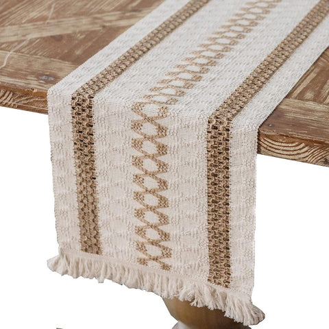 Jute Table Runner with Tassels, White and Brown 30 x 180 cm Hemp Rope Table Scarf for Garden Party, Boho and Christmas Decor In Australia - Darrahopens