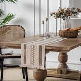 Jute Table Runner with Tassels, White and Brown 30 x 180 cm Hemp Rope Table Scarf for Garden Party, Boho and Christmas Decor