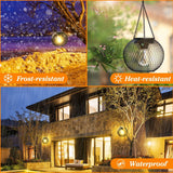 2 Pack Outdoor Solar Lights, Waterproof LED Hanging Lanterns with Warm White Light for Garden, Patio, Halloween and Christmas Decor In Australia - Darrahopens