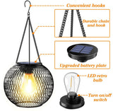 2 Pack Outdoor Solar Lights, Waterproof LED Hanging Lanterns with Warm White Light for Garden, Patio, Halloween and Christmas Decor
