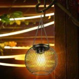2 Pack Outdoor Solar Lights, Waterproof LED Hanging Lanterns with Warm White Light for Garden, Patio, Halloween and Christmas Decor