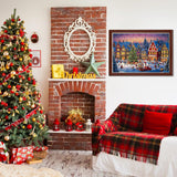 1008 Pieces Advent Calendar Jigsaw Puzzle with 24 Numbered Boxes, Christmas Village Design for Adults and Children, Red, 52 x 75 cm