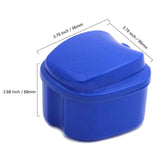 Denture Bath Case Cup Box Holder Storage Container with Denture Cleaner Brush Strainer Basket for Travel Cleaning White
