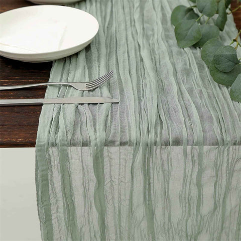 PALIFEUR Cheesecloth Table Runner, 35 x 71 Inch Cheese Cloth Table Runner for Wedding Bridal Shower Party, Home Decorations Table Runners Cheesecloth Green