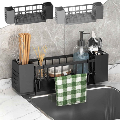 Xuniizn Pantry Organizers and Storage - Kitchen Organizers and Storage Rack, Sink Countertop Multifunctional Holder for Rags, Chopsticks, Knives & Forks - Kitchen Organization & Storage Solution Gray