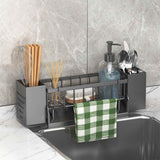 Xuniizn Pantry Organizers and Storage - Kitchen Organizers and Storage Rack, Sink Countertop Multifunctional Holder for Rags, Chopsticks, Knives & Forks - Kitchen Organization & Storage Solution Gray