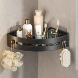 Tyidzon Bathroom Corner Shelf Gray Wall Mounted Corner Shower Caddy Kitchen Corner Shelves No Drill Shower Organizer Black