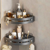 Tyidzon Bathroom Corner Shelf Gray Wall Mounted Corner Shower Caddy Kitchen Corner Shelves No Drill Shower Organizer Gray