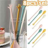 Made of Plastic, 4 Spoons Once for All Sale! Long Handle Spoons Latte Machiatto Tall Iced Tea Ice Sundae Coffee Tea or Hot Stirring Long Drink Spoons Camouflage