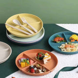 JWDX Tableware Clearance, Wheat Plates for Adults Reusable Dinnerware Set Kids Divided Plate Bariatric Plastic Salad Lunch Tray Microwave and Dishwasher BU2