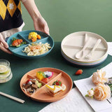 JWDX Tableware Clearance, Wheat Plates for Adults Reusable Dinnerware Set Kids Divided Plate Bariatric Plastic Salad Lunch Tray Microwave and Dishwasher YEA