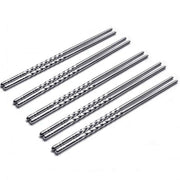 JWDX Tableware Clearance! Chopsticks 5 Pair Metal Reusable Korean Chinese Stainless Steel Sticks, Stainless Steel Bowl Promotion Include 5X Chopsticks (Pair) Grey