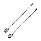 JWDX Tableware Clearance! Stainless Steel Bar Spoon Long Handle Threaded Water Drop Spoon Cocktail Spoon Coffee Stirring Spoon Mixing Rod, Include 2 Stainless Steel Spoons Silver