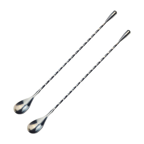 JWDX Tableware Clearance! Stainless Steel Bar Spoon Long Handle Threaded Water Drop Spoon Cocktail Spoon Coffee Stirring Spoon Mixing Rod, Include 2 Stainless Steel Spoons Silver