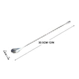 JWDX Tableware Clearance! Stainless Steel Bar Spoon Long Handle Threaded Water Drop Spoon Cocktail Spoon Coffee Stirring Spoon Mixing Rod, Include 2 Stainless Steel Spoons Silver