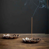 JWDX Rack Clearance! Ash Incense with Burner Brass Flower Burner Yoga Catcher Rack Stick Incense Tea Other, Storage Rack Promotion Include 1*Sandalwood Tray Brown