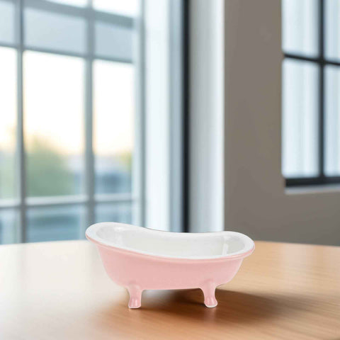 SWETRACE Bathtub Shaped Flower Pot Pink Ceramic 1Set 6.3x3.5x2.8in