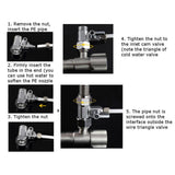 RO Feed Water Adapter 1/2" to 1/4" with Shut-off Ball Valve Tap Tee Chrome-Plated Lead-Free Brass for Plumbing Fixtures