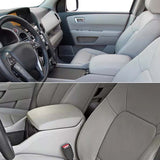 For Honda For Pilot 2009-2015 Leather Center Console Lid Armrest Cover Microfiber Protective Skin Gray