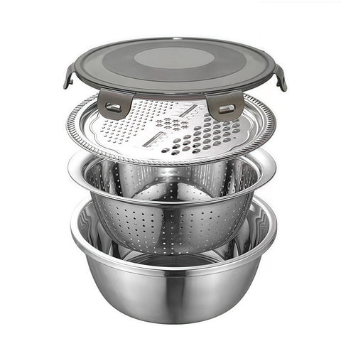 4 Pcs Kitchen Mixing Bowls with Grater Lid Stainless Steel Construction