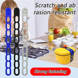 4 Pcs Silicone Latch Strap Tie for Slow Cooker Lid Lunch Box Bundling Organizing Black
