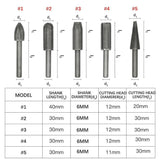 5Pcs Metal Cutter Drill Bits Rotary Files Bit Rasp Tungsten Carbide Burr Milling Cutter Drill Bit Set For Steel Grinding Carving As Shown