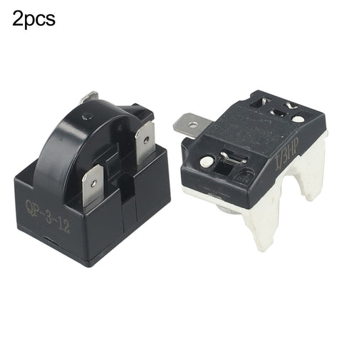 1 Set Refrigerator Ptc Starter Relay Replacement Compressor Overload Protector For Mini Fridges Coolers Easy To Install 3pin-12ohm+1/3HP