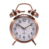 Luolandi 1x Bedside Alarm Clock with Twin Bell Vintage Battery Analogue Quartz Loud Alarm Vronze Copper