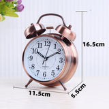 Luolandi 1x Bedside Alarm Clock with Twin Bell Vintage Battery Analogue Quartz Loud Alarm Vronze Copper
