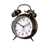 Luolandi 1x Bedside Alarm Clock with Twin Bell Vintage Battery Analogue Quartz Loud Alarm Vronze Copper
