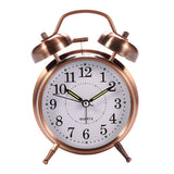 Luolandi 1x Bedside Alarm Clock with Twin Bell Vintage Battery Analogue Quartz Loud Alarm Vronze Gold