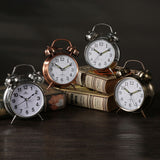 Luolandi 1x Bedside Alarm Clock with Twin Bell Vintage Battery Analogue Quartz Loud Alarm Vronze Gold