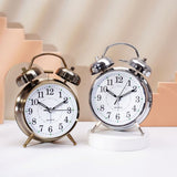Luolandi 1x Bedside Alarm Clock with Twin Bell Vintage Battery Analogue Quartz Loud Alarm Vronze Gold